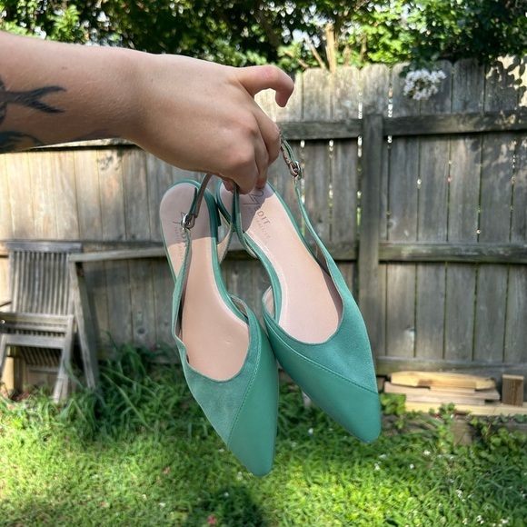NEW Naturalizer 27 Edit Makenna Green Teal Leather Slip On Sling Back Flats - Picture 5 of 9